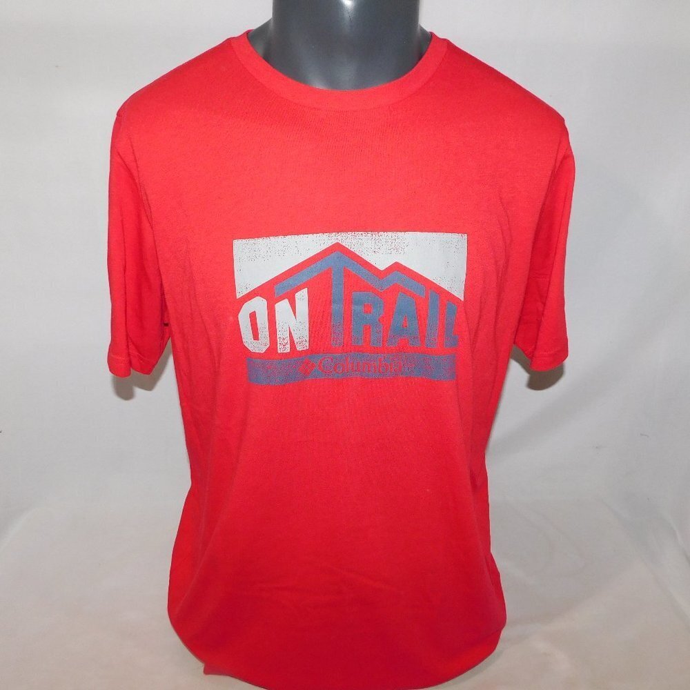 Columbia Red ON TRAIL Graphic T Shirt Mens L